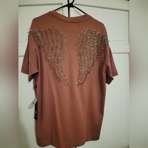 Reserved Brown Wing Embellished T-Shirt